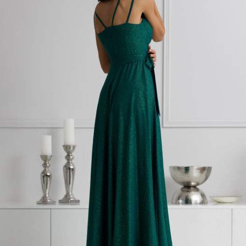 Melania  zielona – Długa sukienka z brokatem